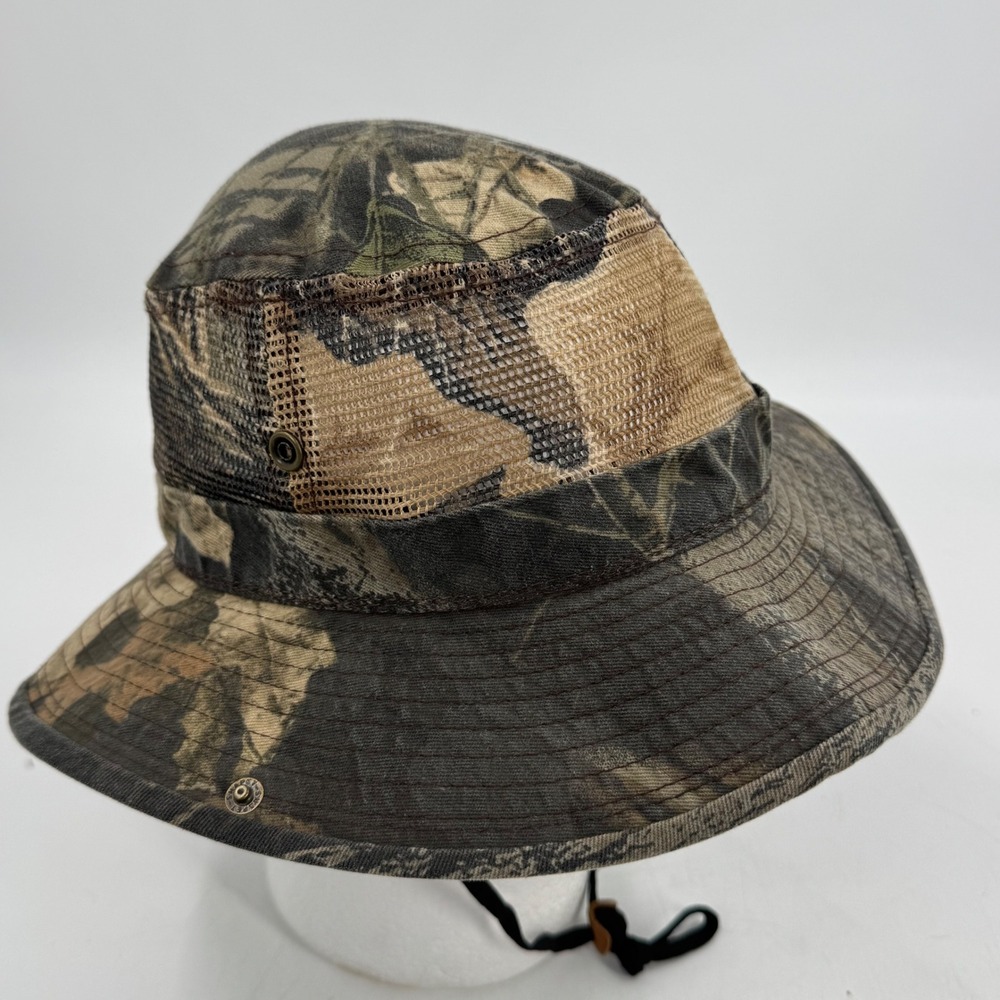 Vintage AMJ Pacific Co Camo Bucket Hat Mesh Sides Boonie Outdoor Fishing Hunting